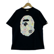 A BATHING APE 半袖Tシャツ・カットソー NEON CAMO BIG APE HEAD TEE 黒 (L)