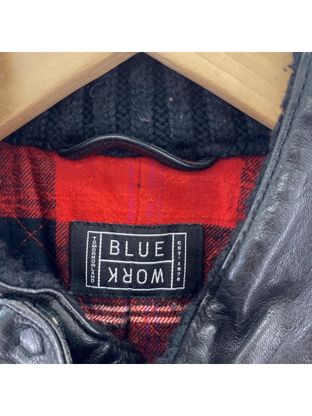 BLUE WORK ライダースジャケット ブラック 羊革（M）