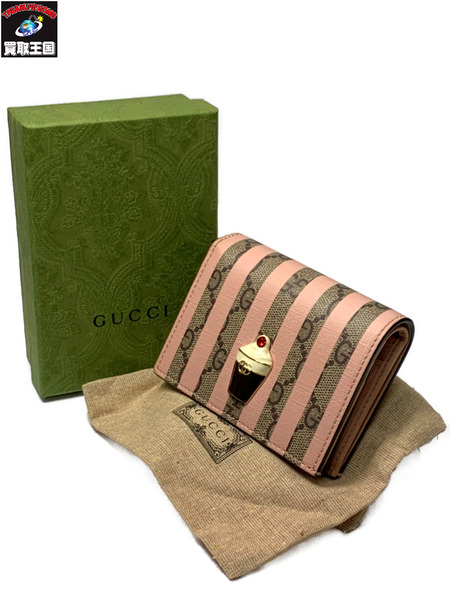 GUCCI GGスプリーム アイスクリーム付 カードケースウォレット 701489 開封品 グッチ 財布 2つ折り財布 コンパクトウォレット