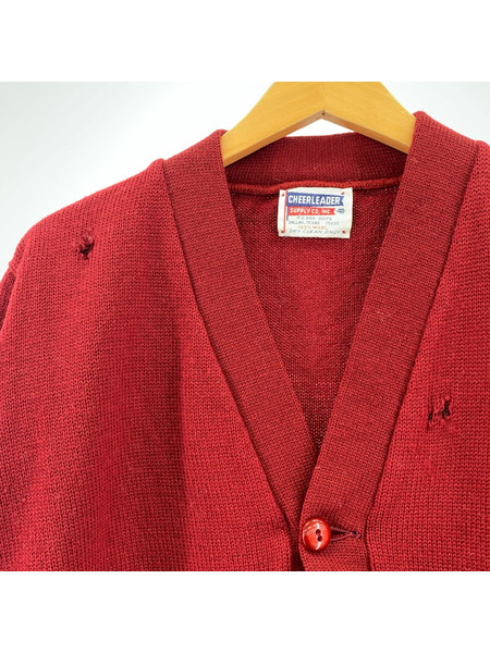 60s CHEERLEADER レタードカーディガン 40 赤