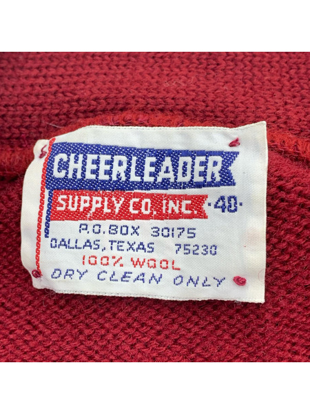 60s CHEERLEADER レタードカーディガン 40 赤