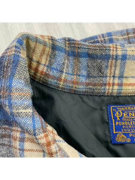 PENDLETON 長袖シャツ 70s/USA製/チェック/ボードシャツ/青系/L