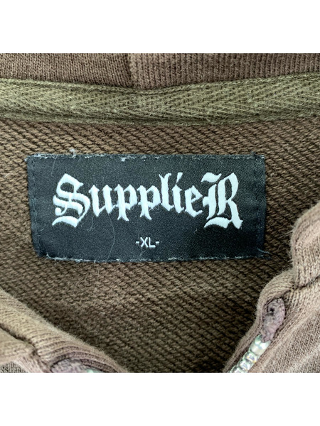 SUPPLIER パーカー(ジップアップ) バッククロス スタッズ BRW XL[値下]