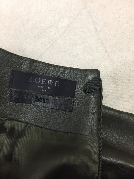 LOEWE/2012/ラムレザースカート/32/オリーブ