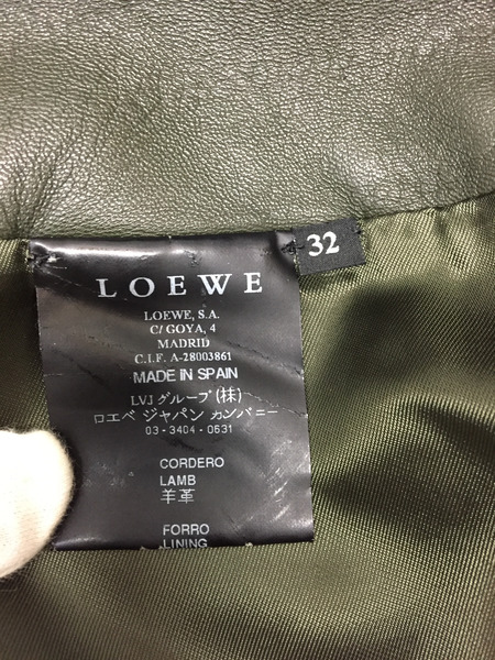 LOEWE/2012/ラムレザースカート/32/オリーブ