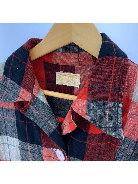 40s-50s頃 PENDLETON デカボタン ウールシャツジャケット レッドチェック