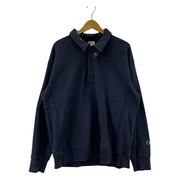 Champion 青タグ復刻 ハーフボタンスウェット ネイビー L