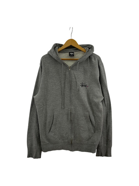 STUSSY ロゴ ジップアップフーディ グレー (L)