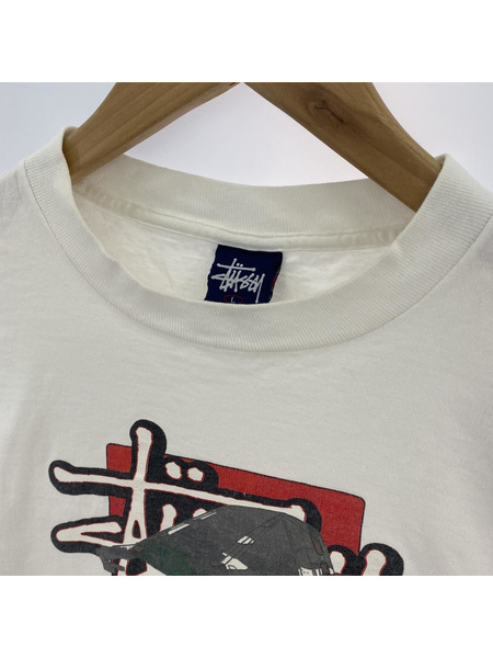 STUSSY 90s USA製 紺タグ プリントTシャツ L