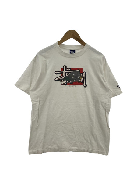 STUSSY 90s USA製 紺タグ プリントTシャツ L