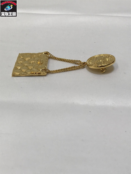  CHANEL シャネル マトラッセバック型 コイン ブローチ 