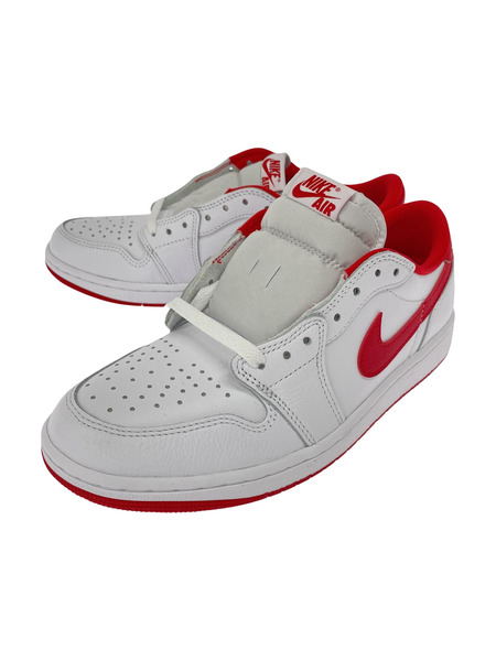 AIR JORDAN 1 RETRO LOW OG WHITE AND UNIVERSITY RED 27CM