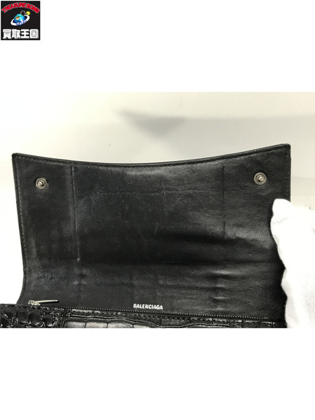 Balenciaga 長財布 アワーグラス 型押し 黒