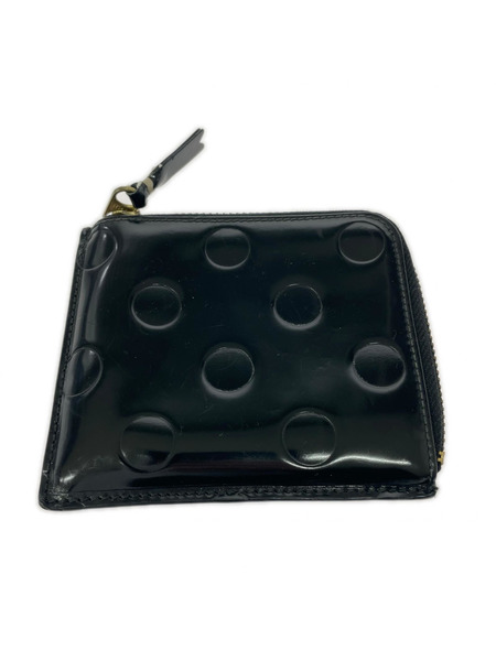 COMME des GARCONS コンパクトウォレット ドットエンボス L字ファスナー 黒