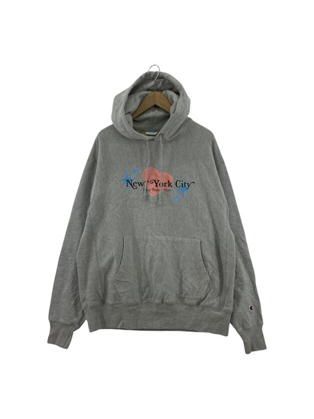 Champion リバースウィーブNEW YORK CITYプルパーカー(2XL)グレー[値下]