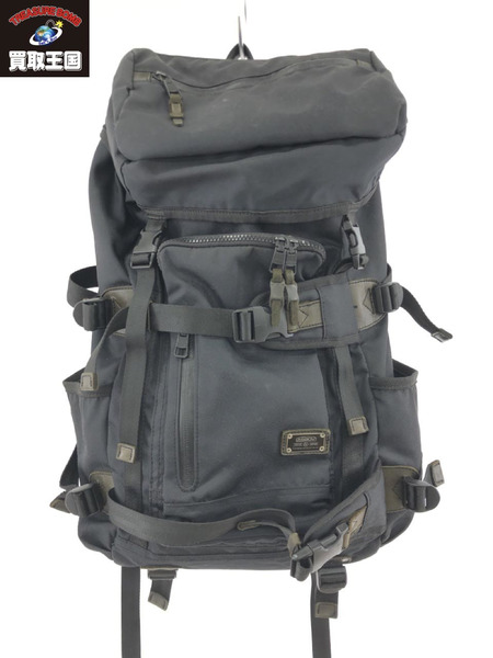 ASSOV アッソブ CORDURA DOBBY 305D ROUND ZIP BACK PACK ブラック[値下]