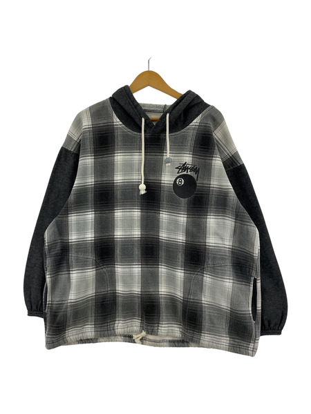 STUSSY USA製チェック8ボールPOパーカー (XL)[値下]