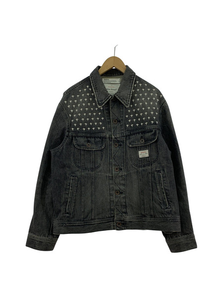 DAIRIKU Cross Embroidery Vintage Denim jacket M 黒 22AW D-1