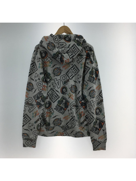 HYSTERIC GLAMOUR パーカー 総柄 GRY M