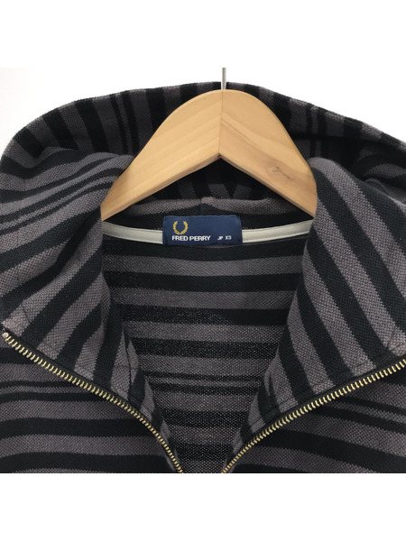 FRED PERRY 鹿ノ子 ボーダー ジップパーカー (XS)[値下]