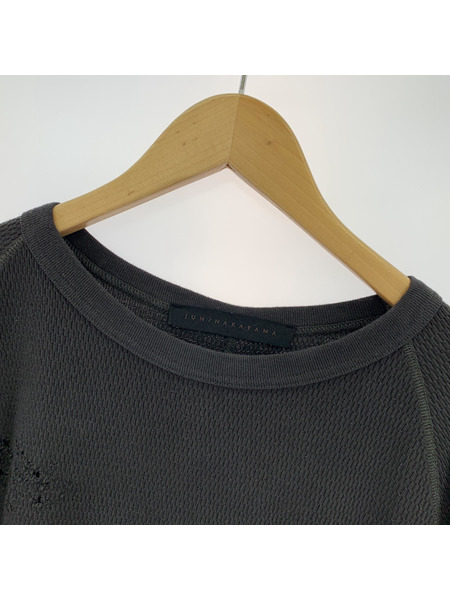 JUN NAKAYAMA デストロイ加工 ビッグサーマルカットソー - ブラック[値下]