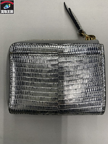 コンパクトウォレット GUCCI GGマーモント リザード ジップウォレット シルバー