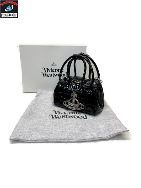 Vivienne Westwood クロコダイル型押しヴィーガンレザー バッグ ブラック