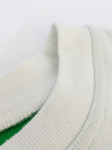 メンズラグ衣料BOTTEGA VENETA 2トーン クルーネックTシャツ 白×緑