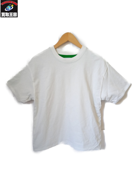 メンズラグ衣料BOTTEGA VENETA 2トーン クルーネックTシャツ 白×緑