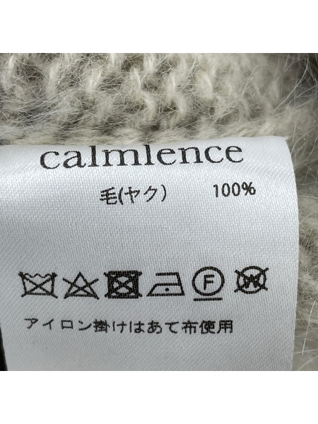 calmlence Crew Neck Pullover Yak Centripetal Knitting Off Wh