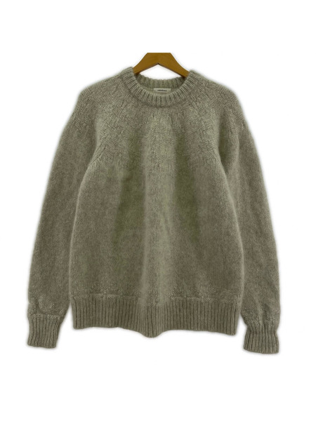calmlence Crew Neck Pullover Yak Centripetal Knitting Off Wh