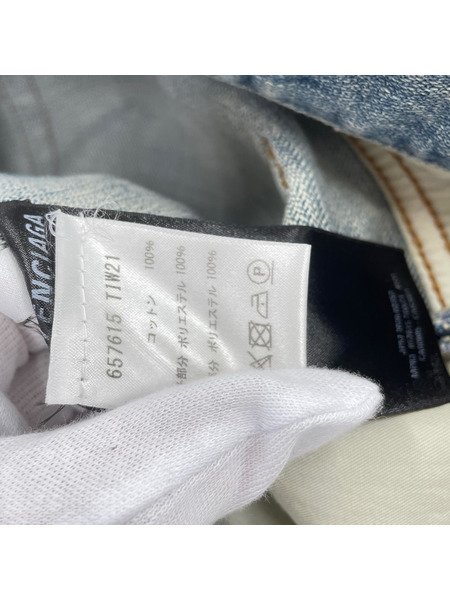 メンズラグ衣料 Balenciaga ウエストロゴダメージデニム