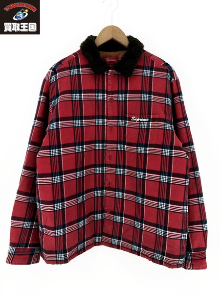 Supreme 21AW Faux Fur Collar Flannel Shirt M RED｜商品番号 ...