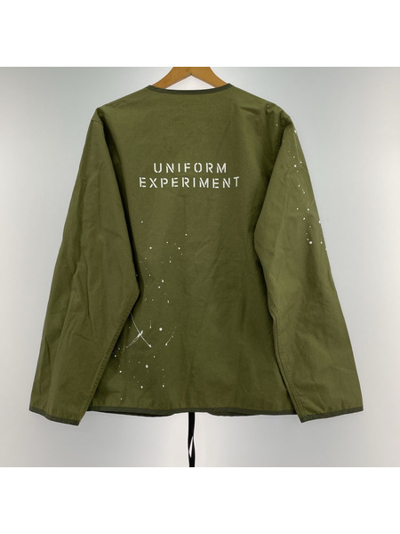 uniform experiment ノーカラーコットンジャケット カーキ