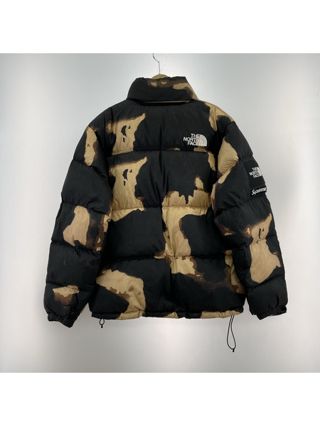 Supreme x TNF Bleached Denim Print Nuptse Jacket