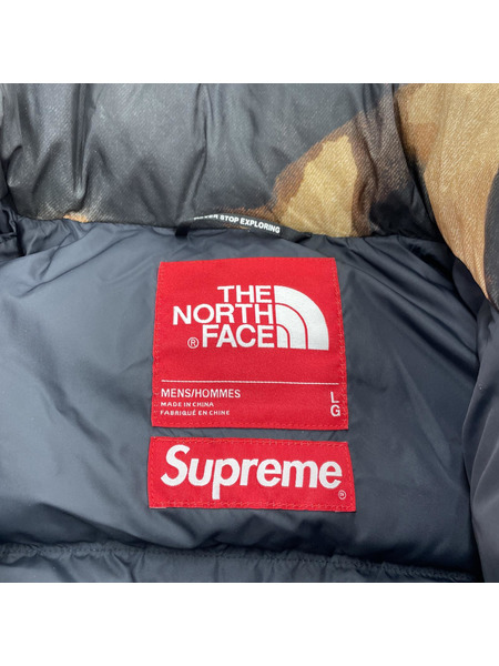 Supreme x TNF Bleached Denim Print Nuptse Jacket