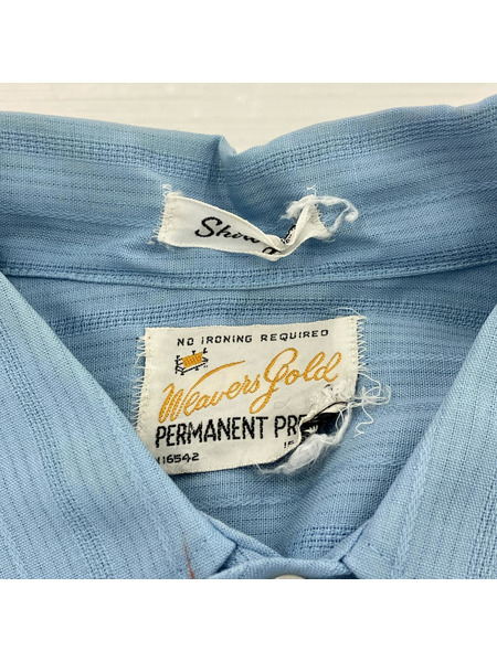 OLD・VINTAGE 半袖シャツ 60s Weavers Gold Rayon Shirt (M) 青