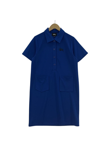 STUSSY ストックロゴジャージポロワンピース S 青