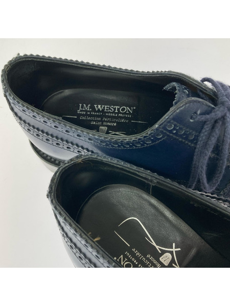 J.M. WESTON シューズ ネイビーカーフ ウイングチップ 588 SIZE:7E FRANCE製