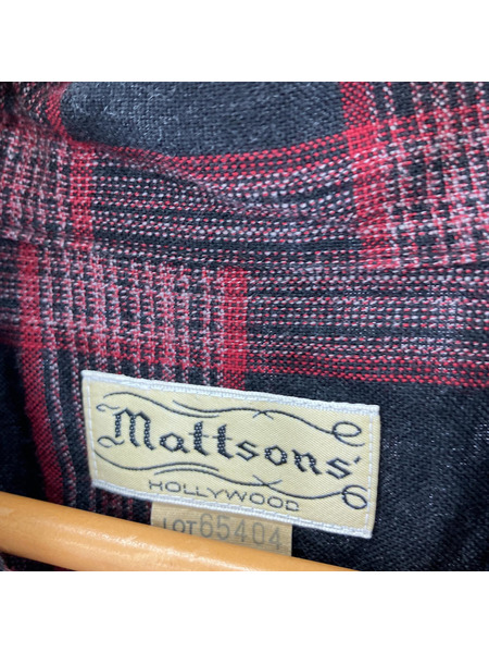 半袖シャツ mattosons チェック 赤黒