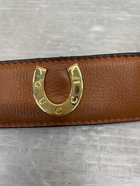 GUCCI 蹄鉄 ホースシューレザーベルト 茶