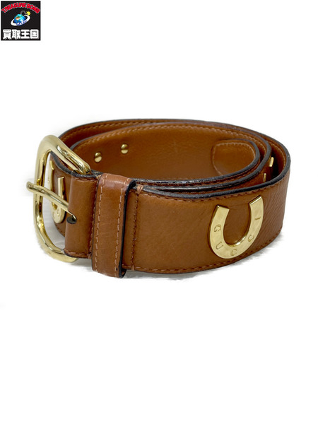 GUCCI 蹄鉄 ホースシューレザーベルト 茶