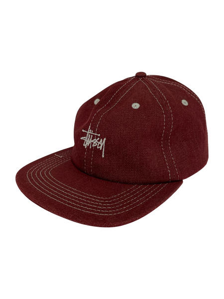 STUSSY キャップ ストックロゴ/デニム地/赤