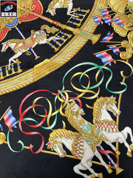 小物 HERMES/カレ90/メリーゴーランド/ブラック