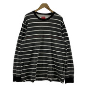 19ss Supreme L/S Printed Stripe Pique tee 黒 (L)