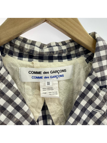 COMME des GARCONS ムラ染メ ギンガムチェック 燕尾ジャケット (SS)