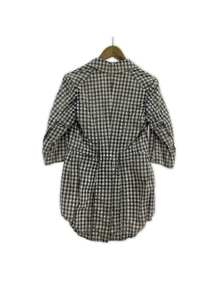 COMME des GARCONS ムラ染メ ギンガムチェック 燕尾ジャケット (SS)