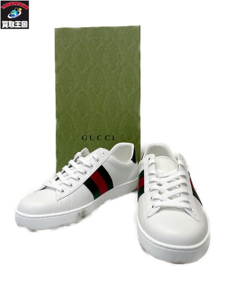 GUCCI ACE BEE エース レザーローカットスニーカー 8 ホワイト 386750