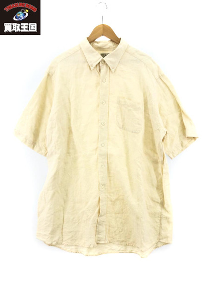 90s L.L.Bean 香港製 半袖リネンシャツ(XL) ペールイエロー[値下]