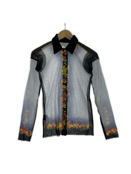 JEAN PAUL GAULTIER FEMME ソノ他 フローラルシアーシャツ 40 ネイビー